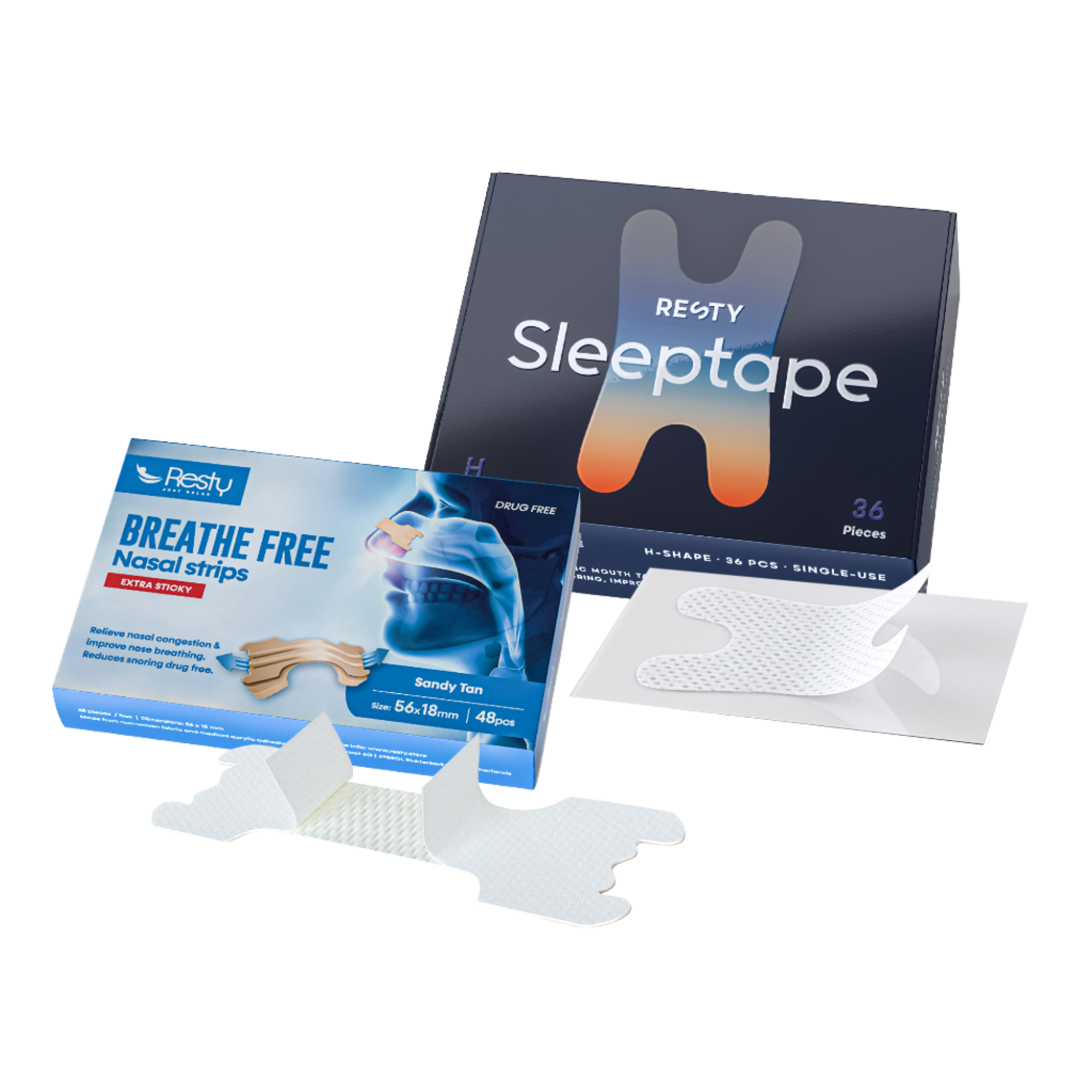 Mouth tape & sandy tan nasal strips bundle